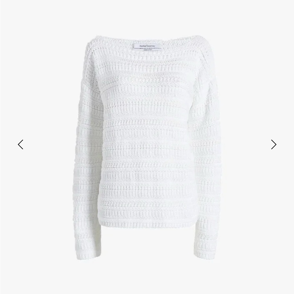 NWT Another Tomorrow Elegant Off-the-Shoulder White Sweater